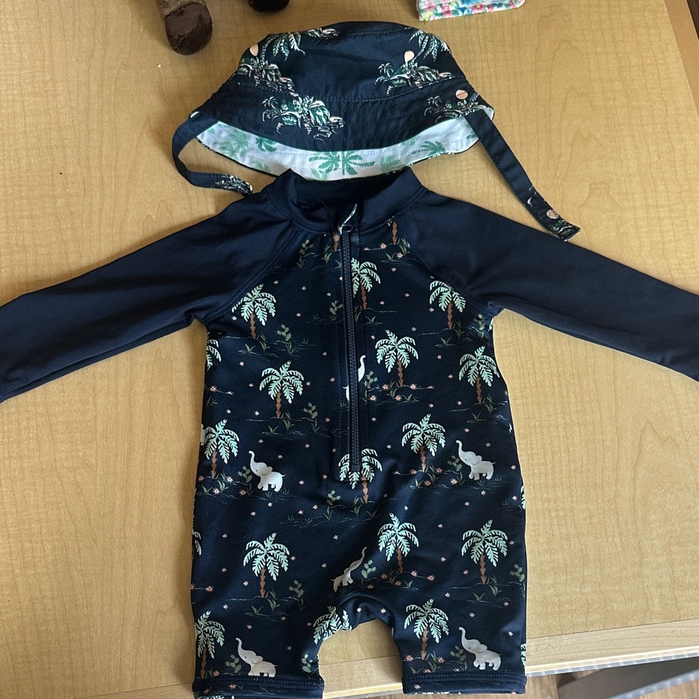NWOT janie and Jack rash guard and hat 3-6 months